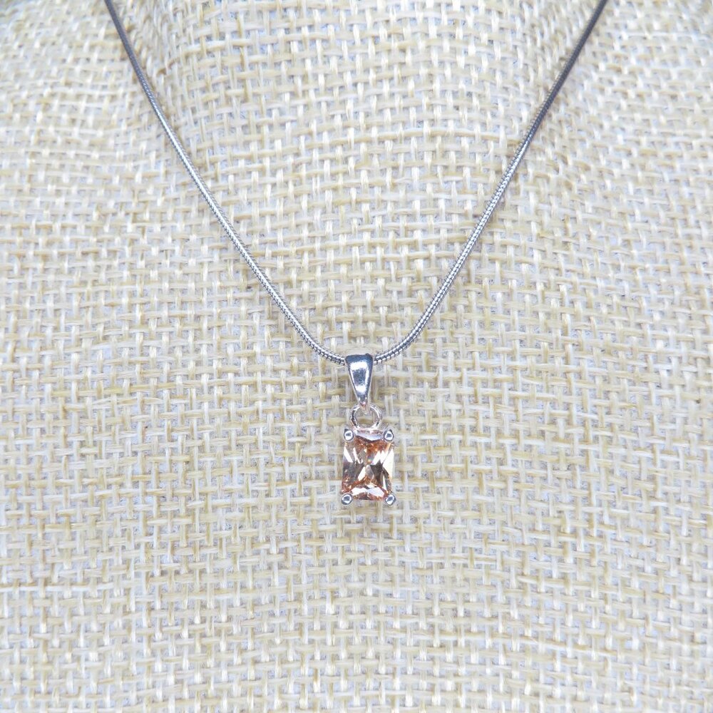 Vintage Sterling Silver Morganite Pendant - Picture 2 of 6